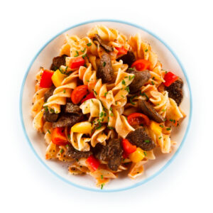 53. Pasta mit beef und Gemüse